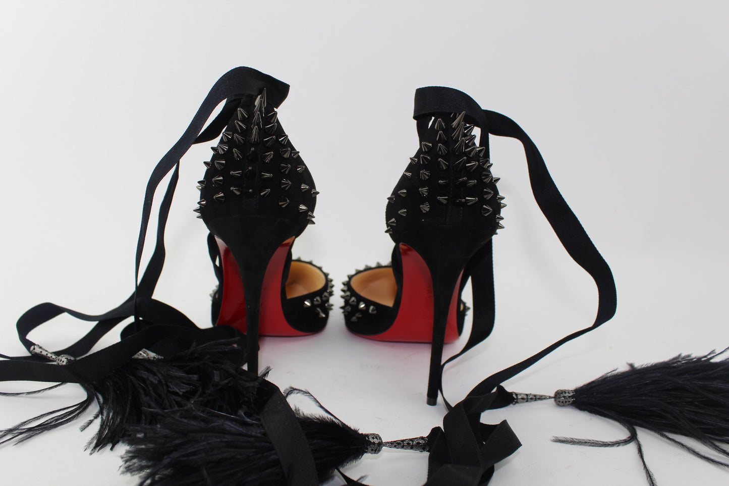 CHRISTIAN LOUBOUTIN BLACK FAIRY 100 VERSION BLACK OSTRICH