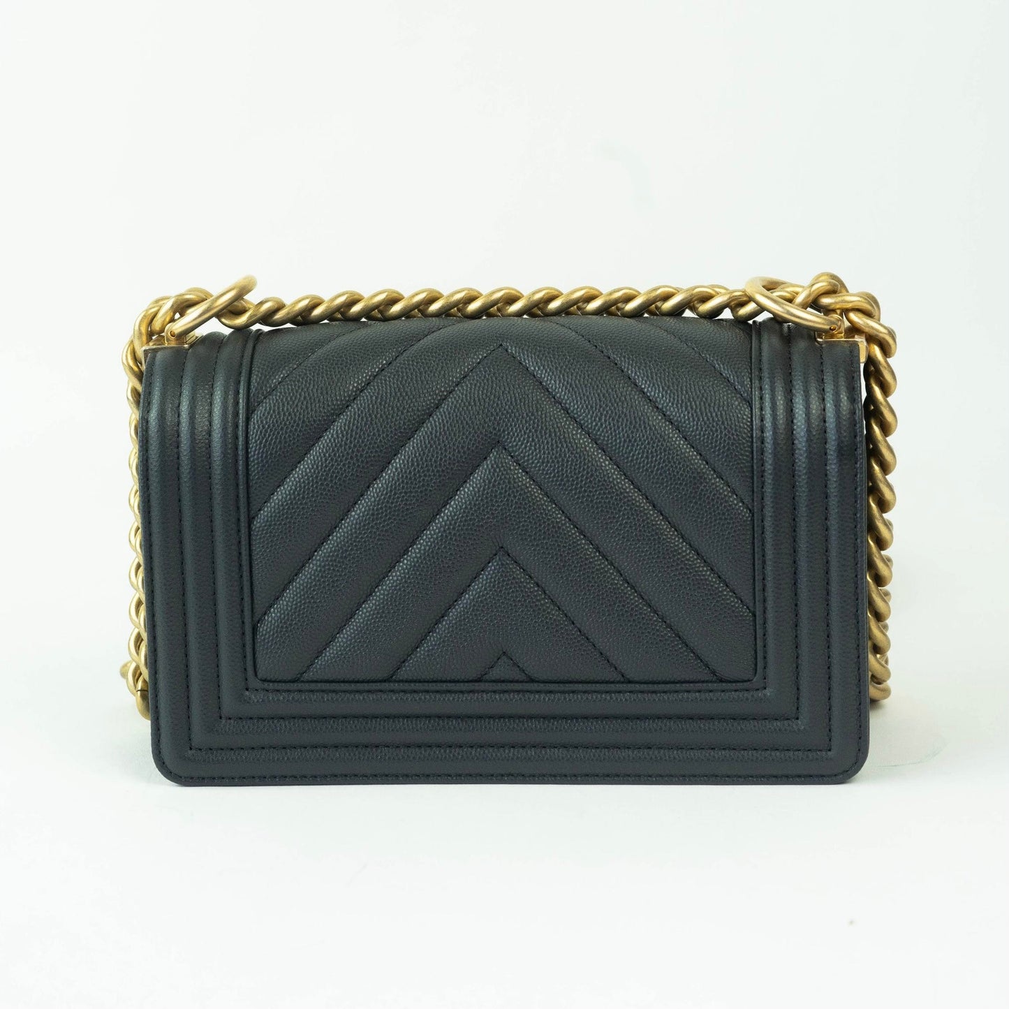 Chanel Chevron Small Boy Bag Grey