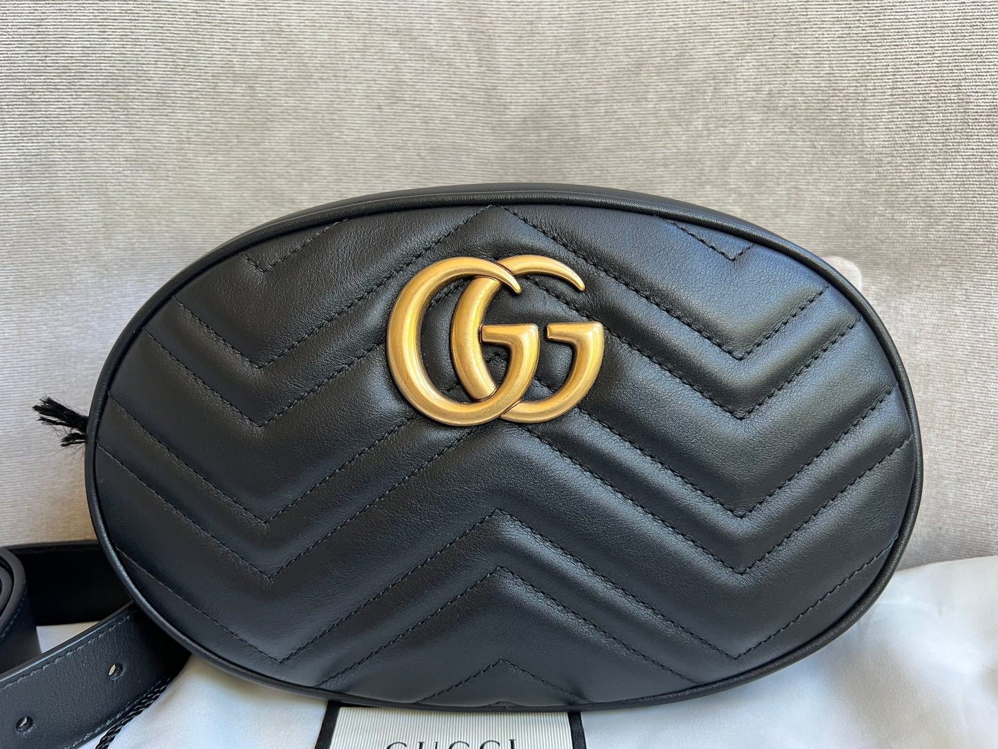 Luxury Gucci GG Black Marmont Belt Bag