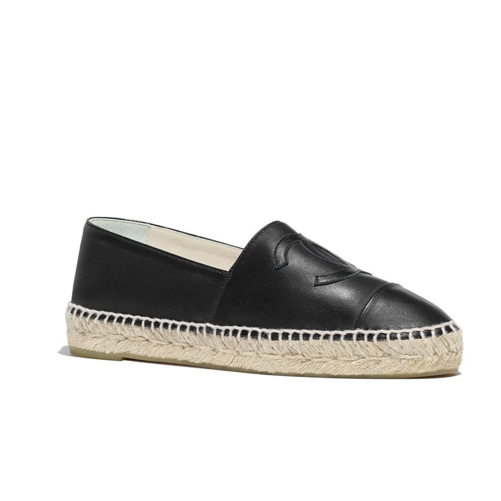 Chanel Lambskin CC Espadrilles Black