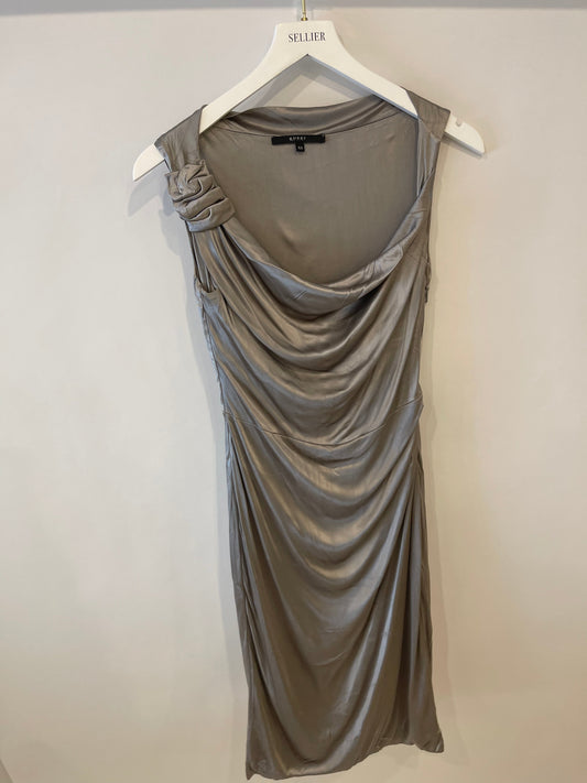 Luxury Gucci Grey Satin Midi Dress Size XS (UK 4)