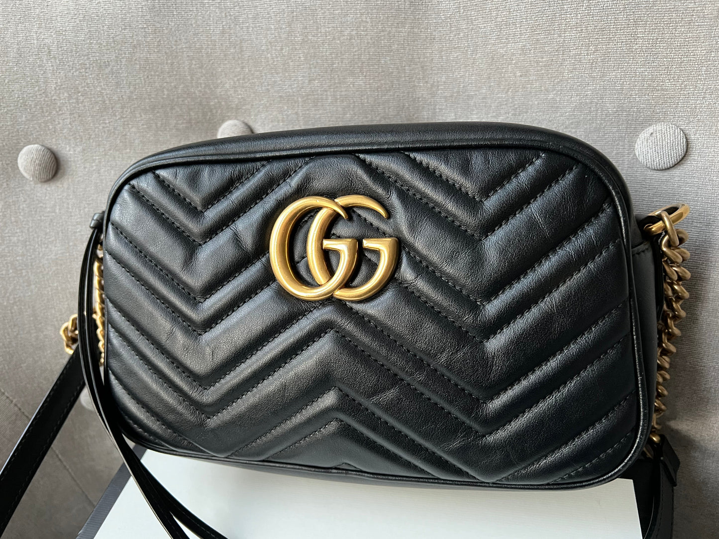 Luxury Gucci GG Black Marmont Small Shoulder Bag ( 1250)