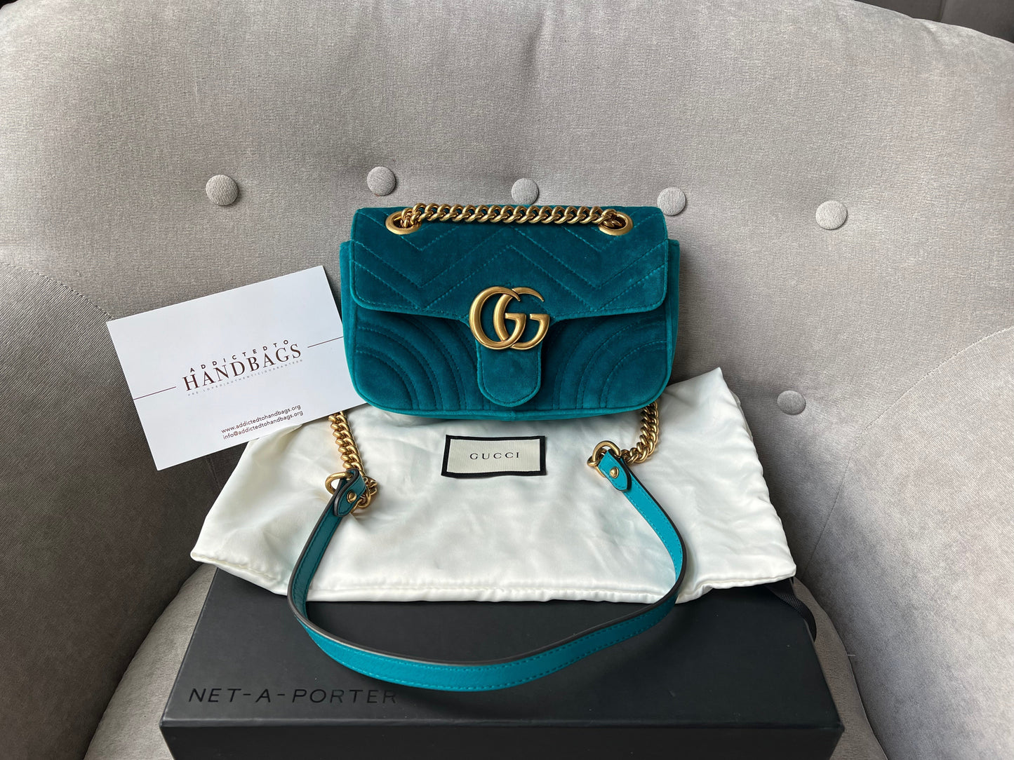 Luxury Gucci GG Mini Velvet Marmont Mini Shoulder Bag