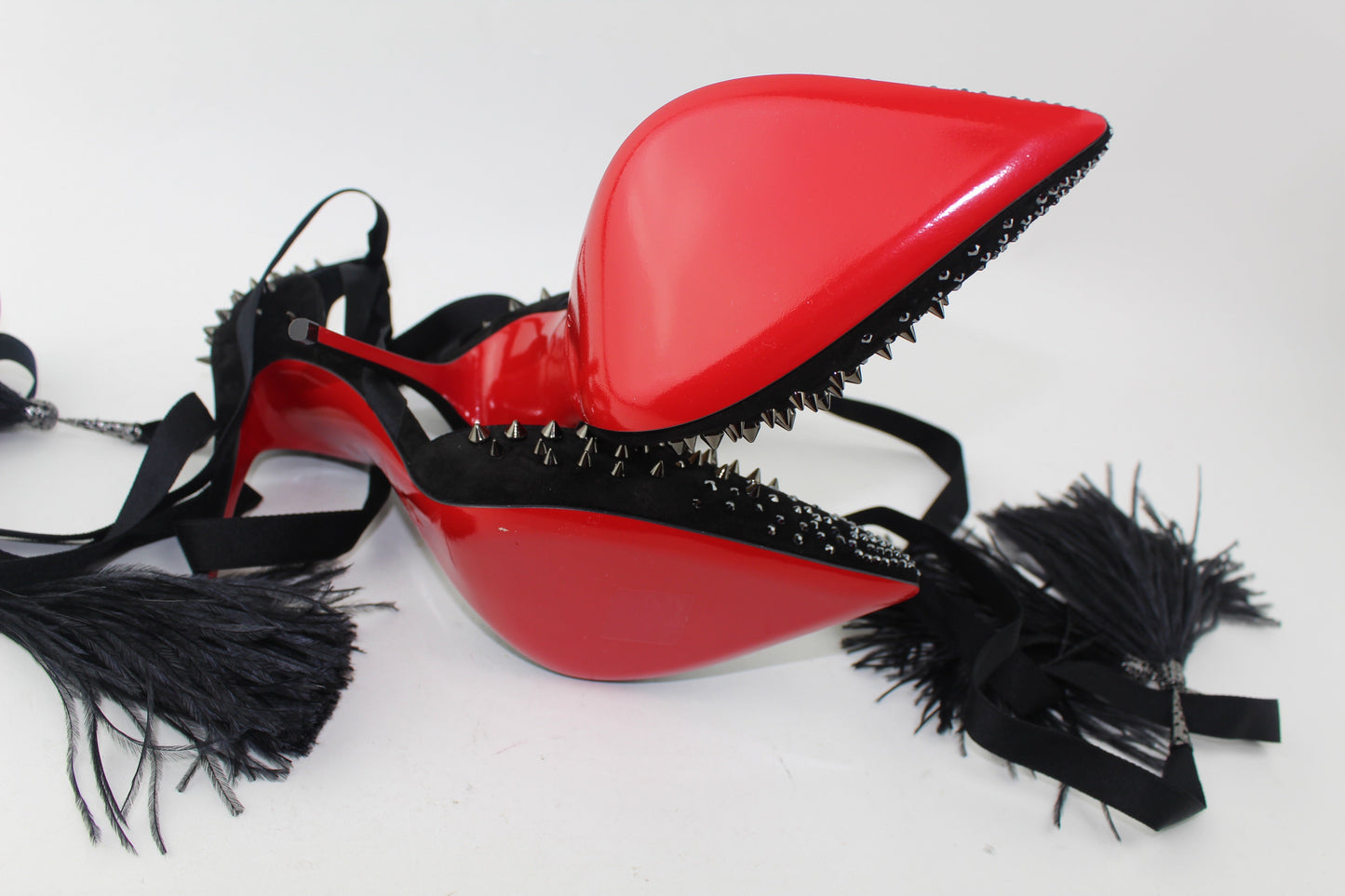 CHRISTIAN LOUBOUTIN BLACK FAIRY 100 VERSION BLACK OSTRICH