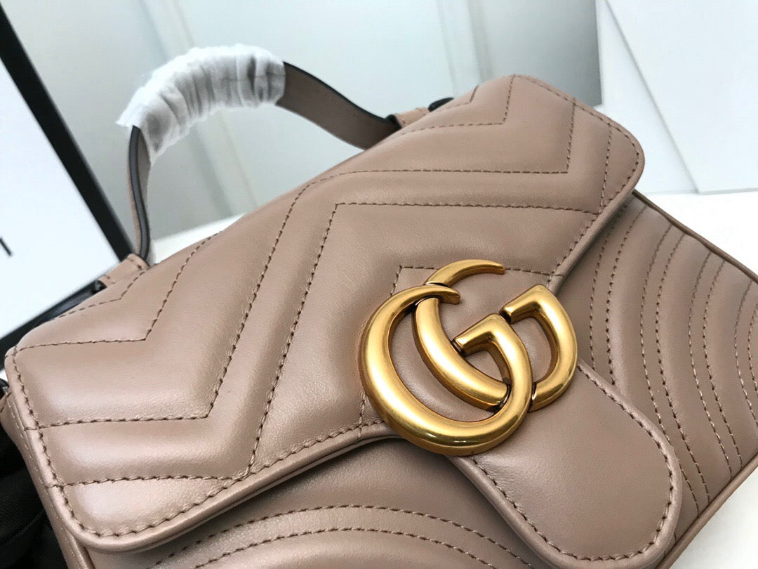 Luxury Gucci GG Marmont Mini Top Handle Bag