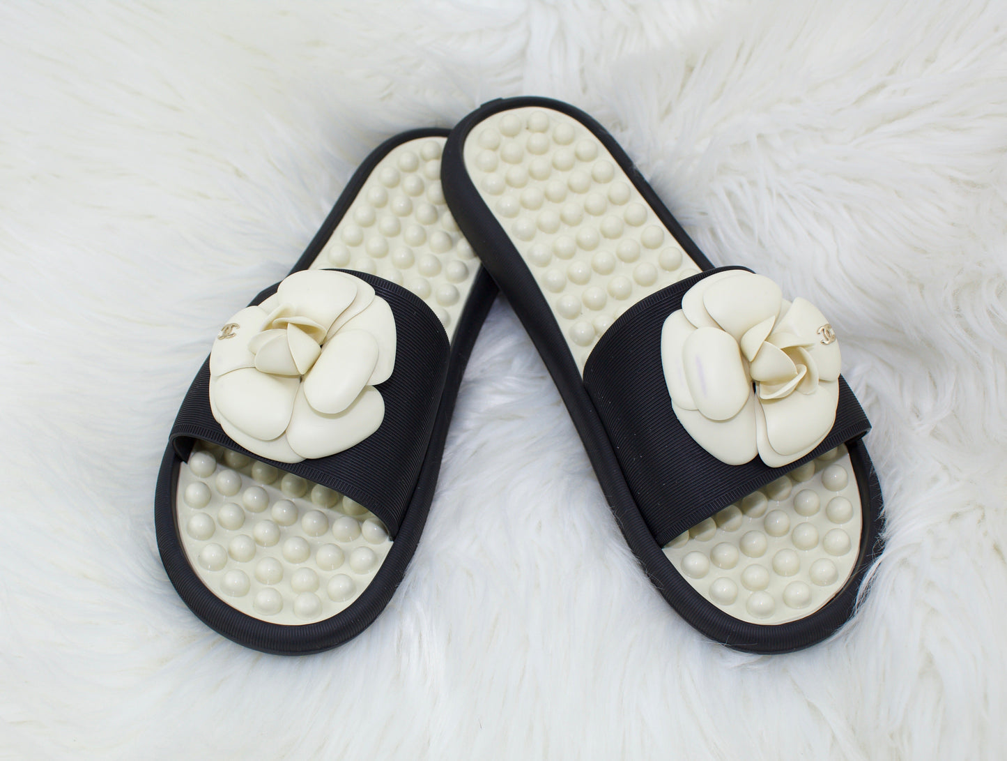 CHANEL CAMELLIA POOL SLIDES