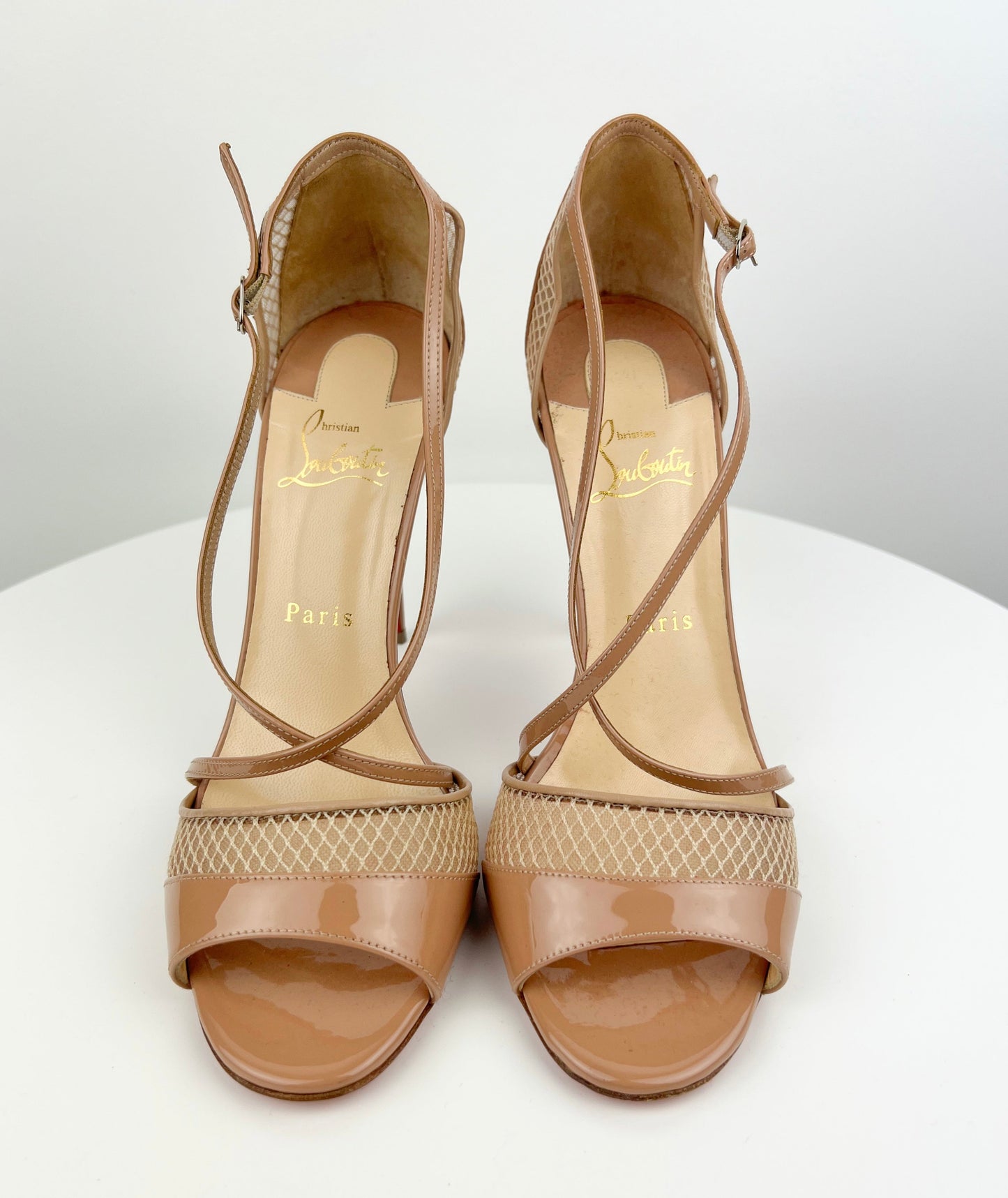 Christian Louboutin Slikova 100 Patent/ Rete Mini Resille/ Kid