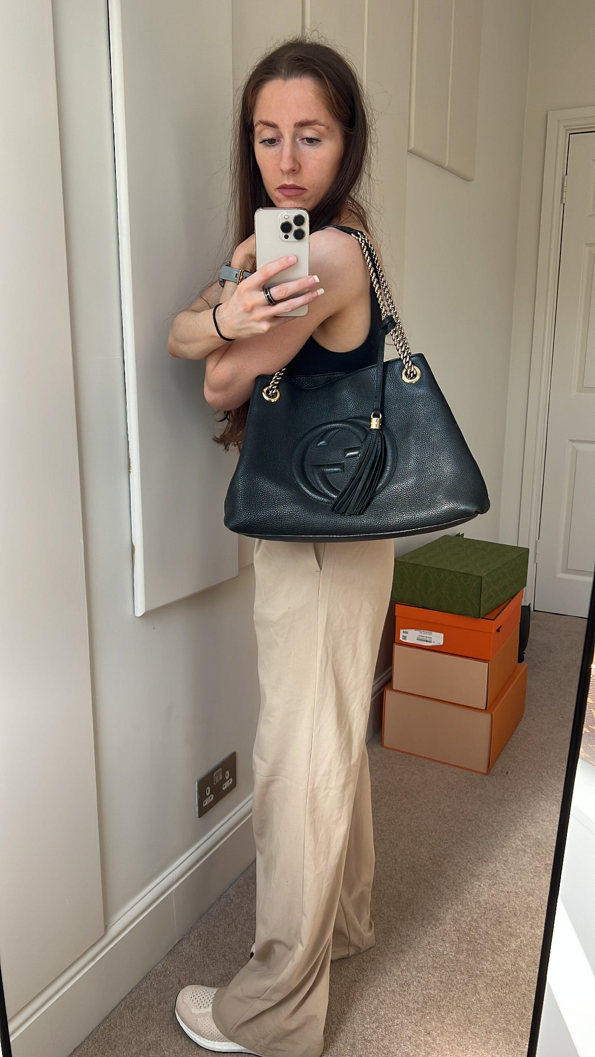 Luxury Gucci Trending 2025 Black Soho Chain Tote