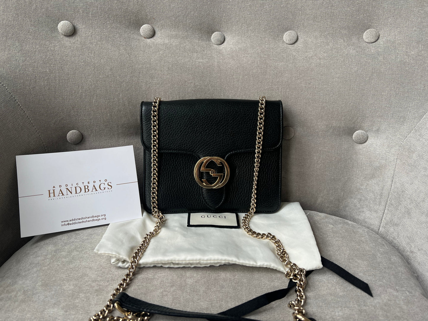 Luxury Gucci Interlocking GG Black Small Shoulder Bag