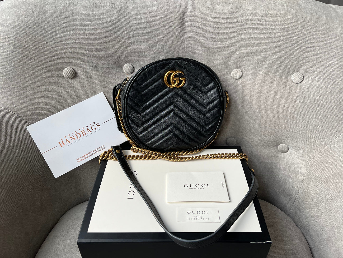 Luxury Gucci GG Round Black Marmont Small Shoulder Bag