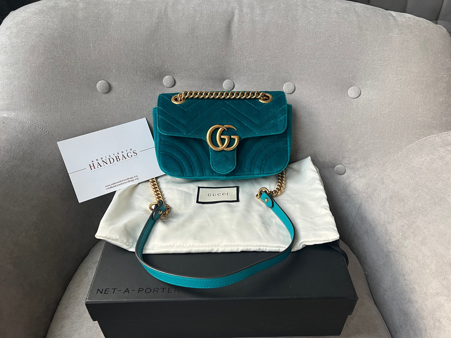 Luxury Gucci GG Mini Velvet Marmont Mini Shoulder Bag