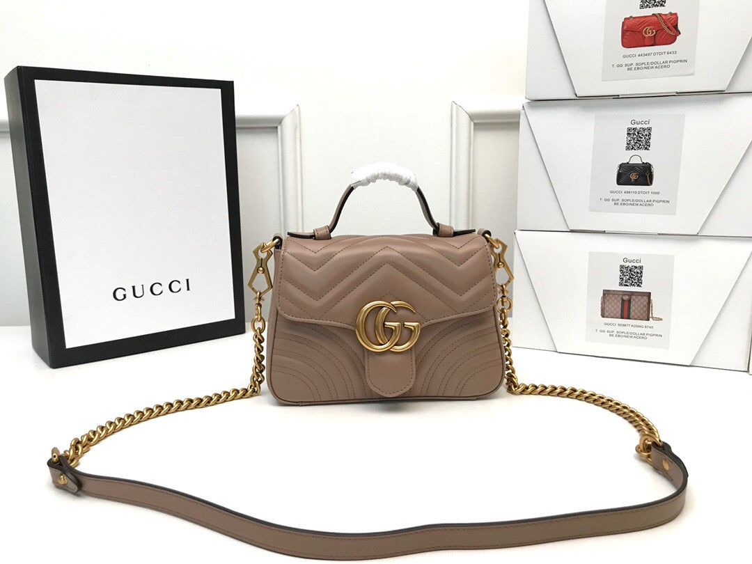 Luxury Gucci GG Marmont Mini Top Handle Bag