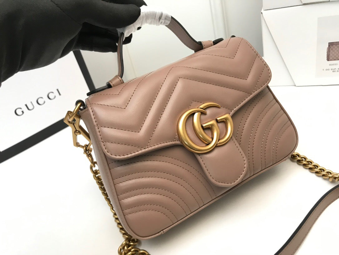 Luxury Gucci GG Marmont Mini Top Handle Bag