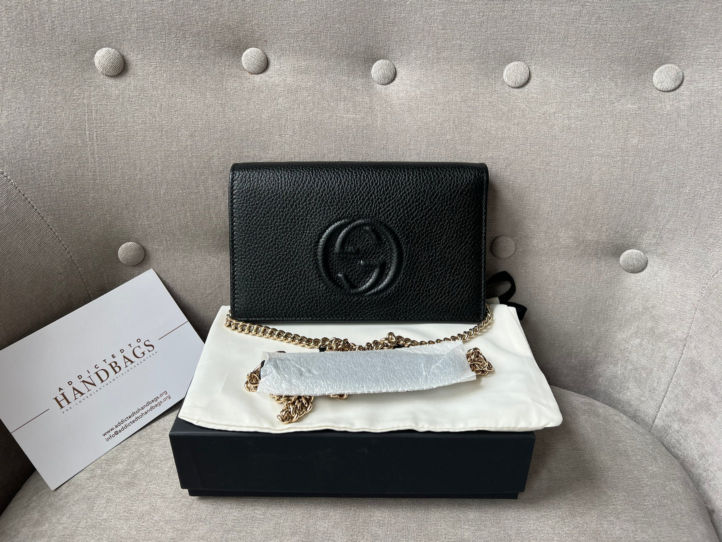 Luxury Gucci Trending 2025 Black Soho Chain Wallet