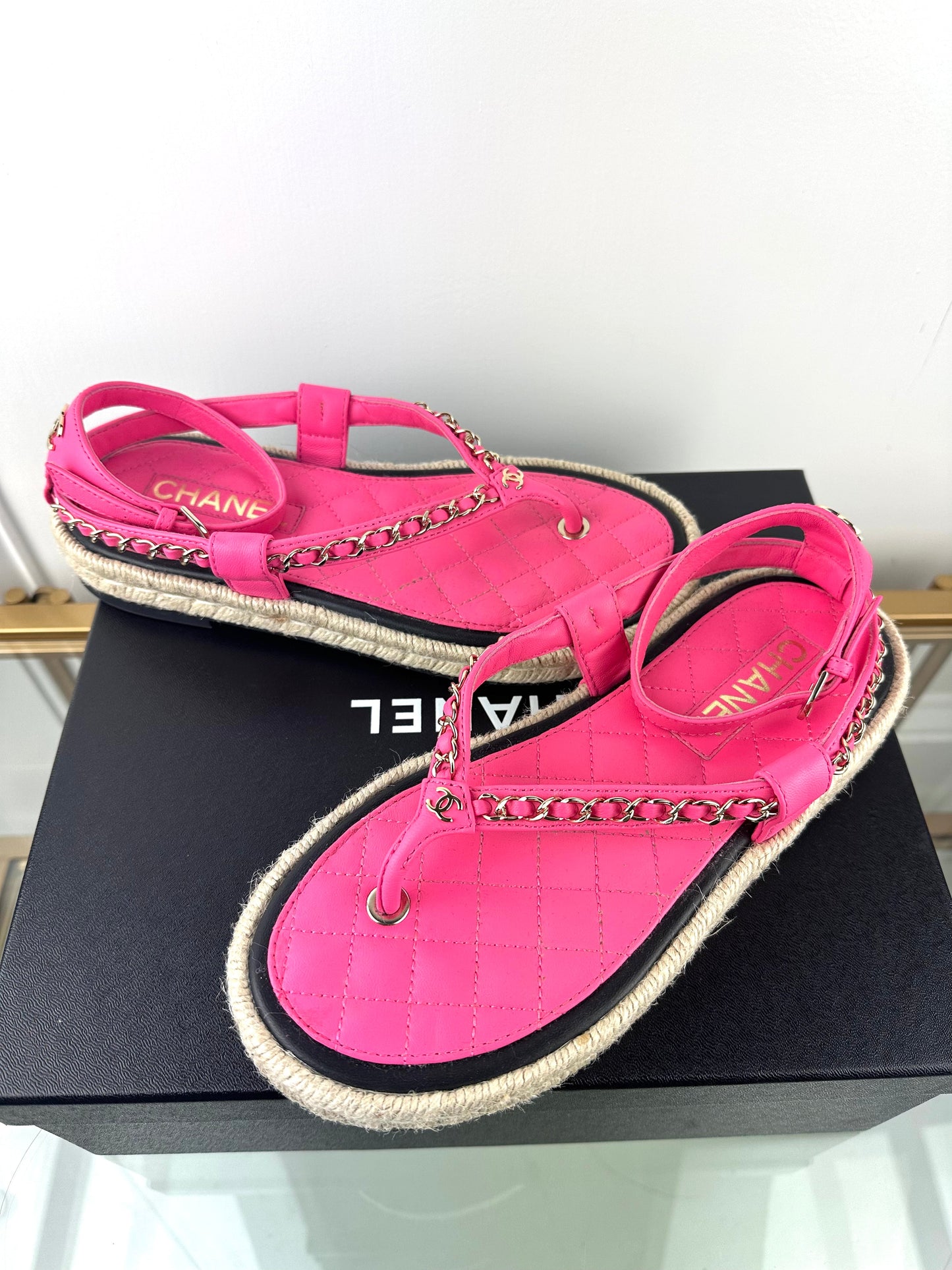 Chanel Pink Thong Sandals