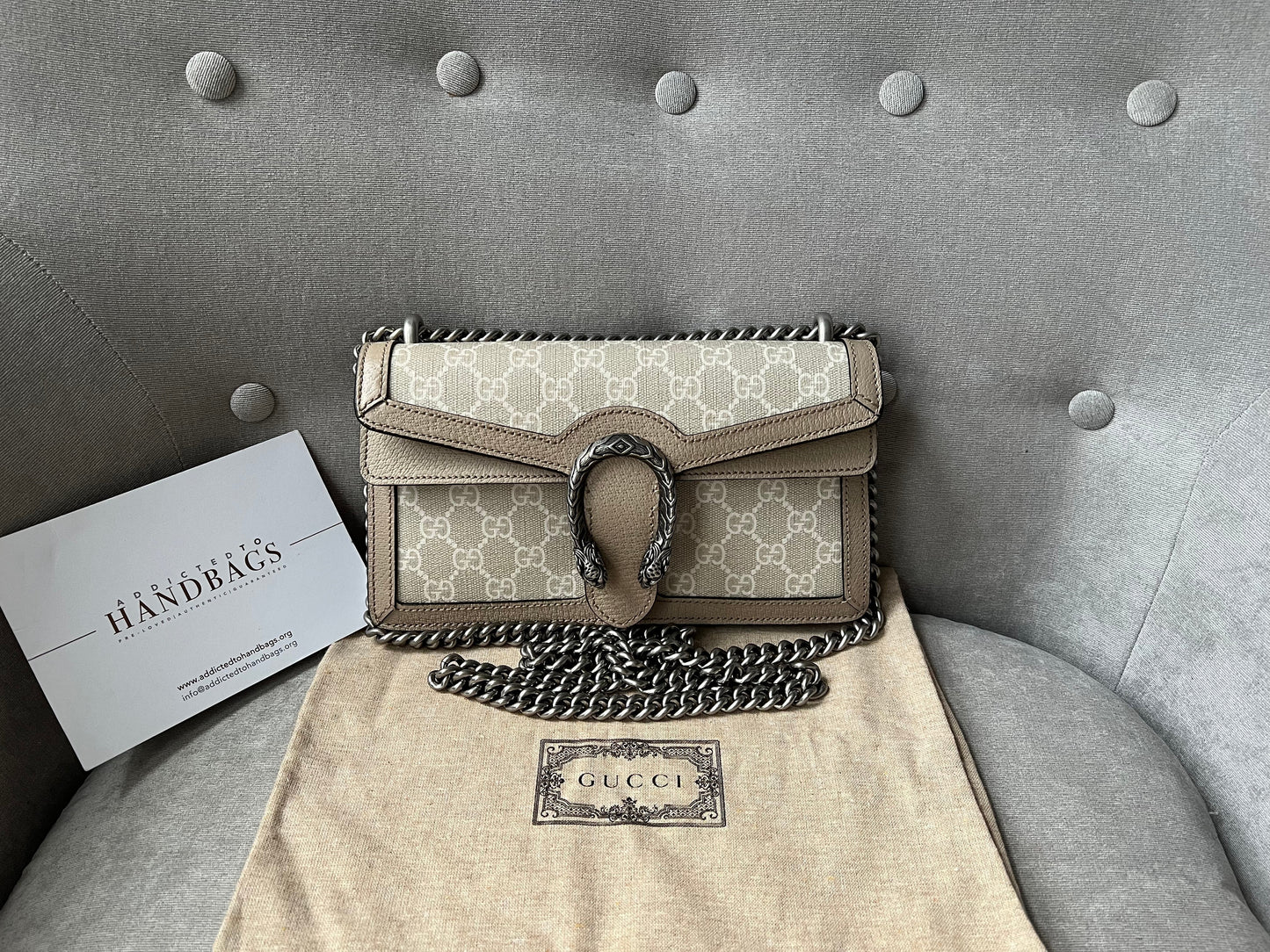Luxury Gucci Dionysus GG Small Shoulder Bag in White and Beige Canvas ( 2,130)