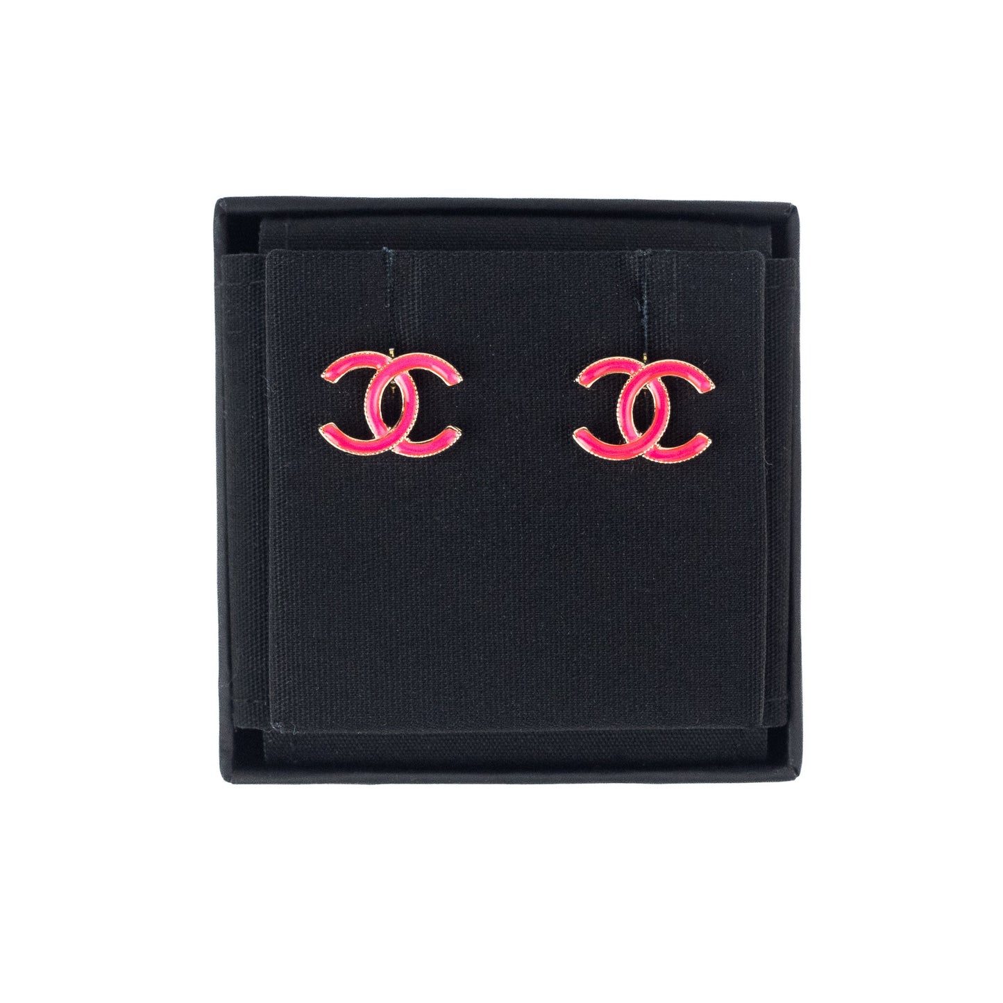 Chanel cc earrings Gold and neon pink