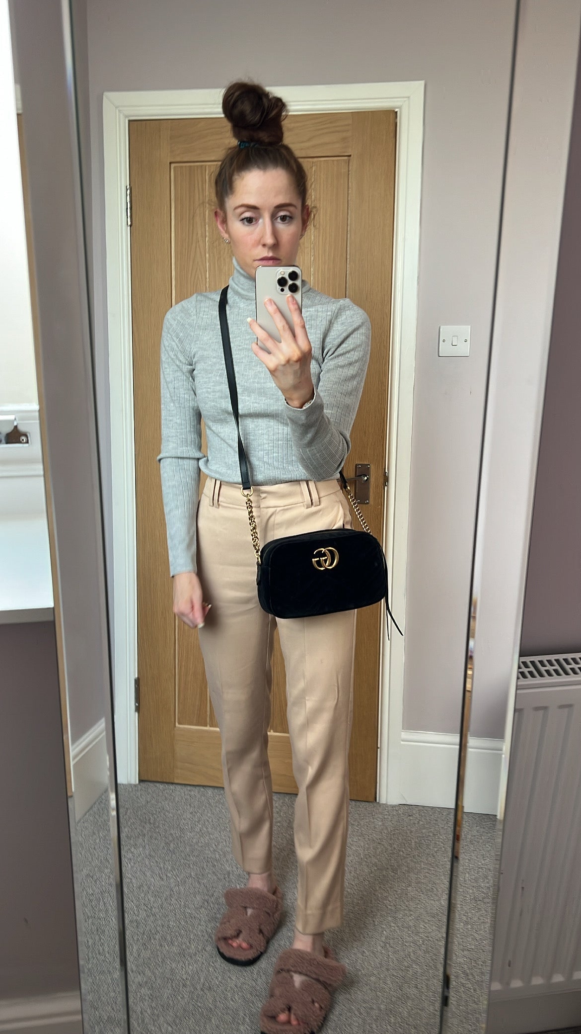 Luxury Gucci GG Black Velvet Marmont Small Shoulder Bag