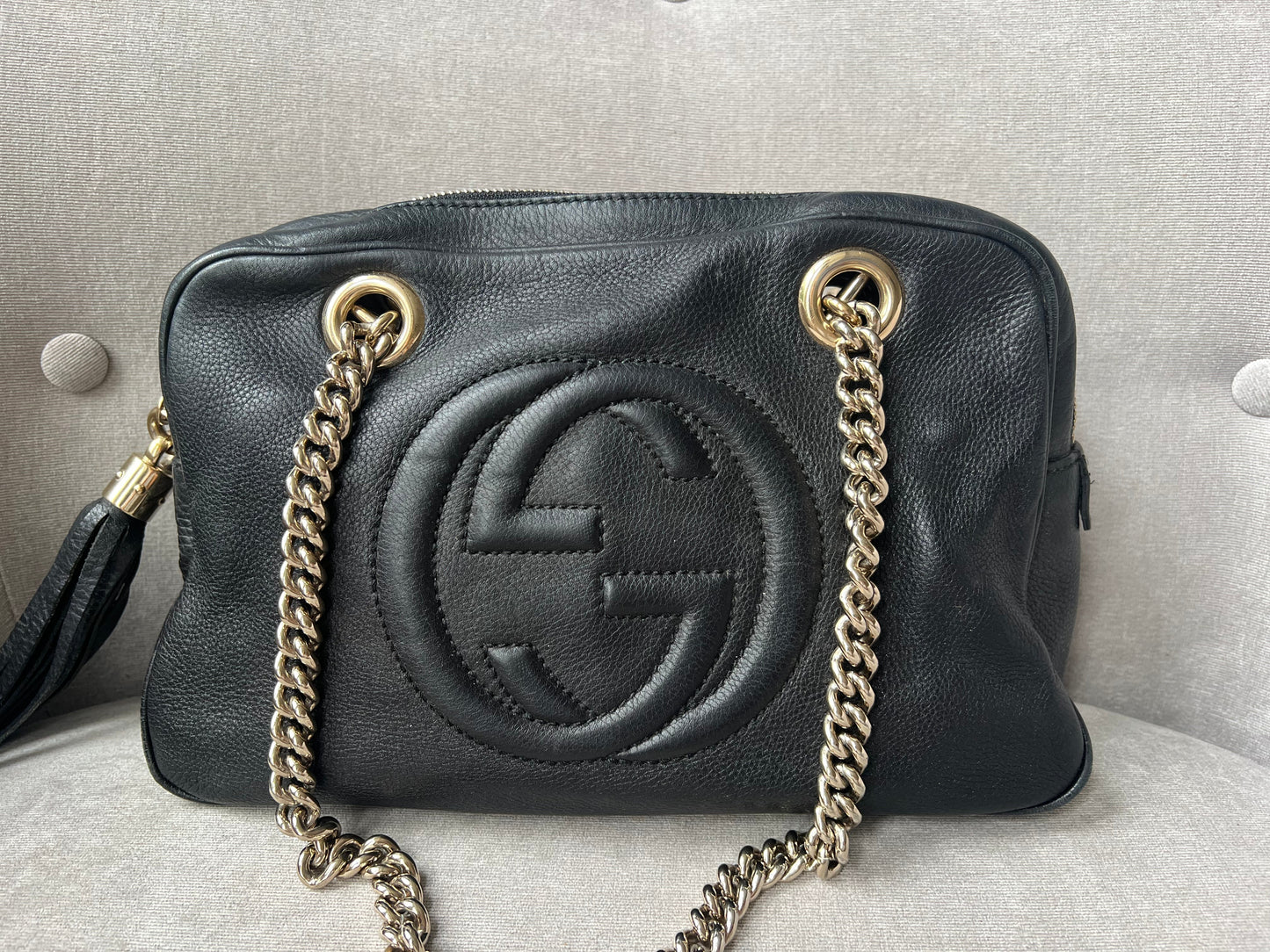 Luxury Gucci Trending 2025 Black Small Soho Chain Tote