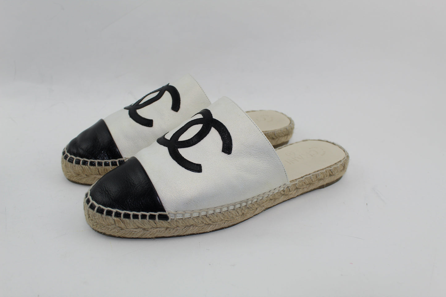 CHANEL IRIDESCENT ESPADRILLE MULES