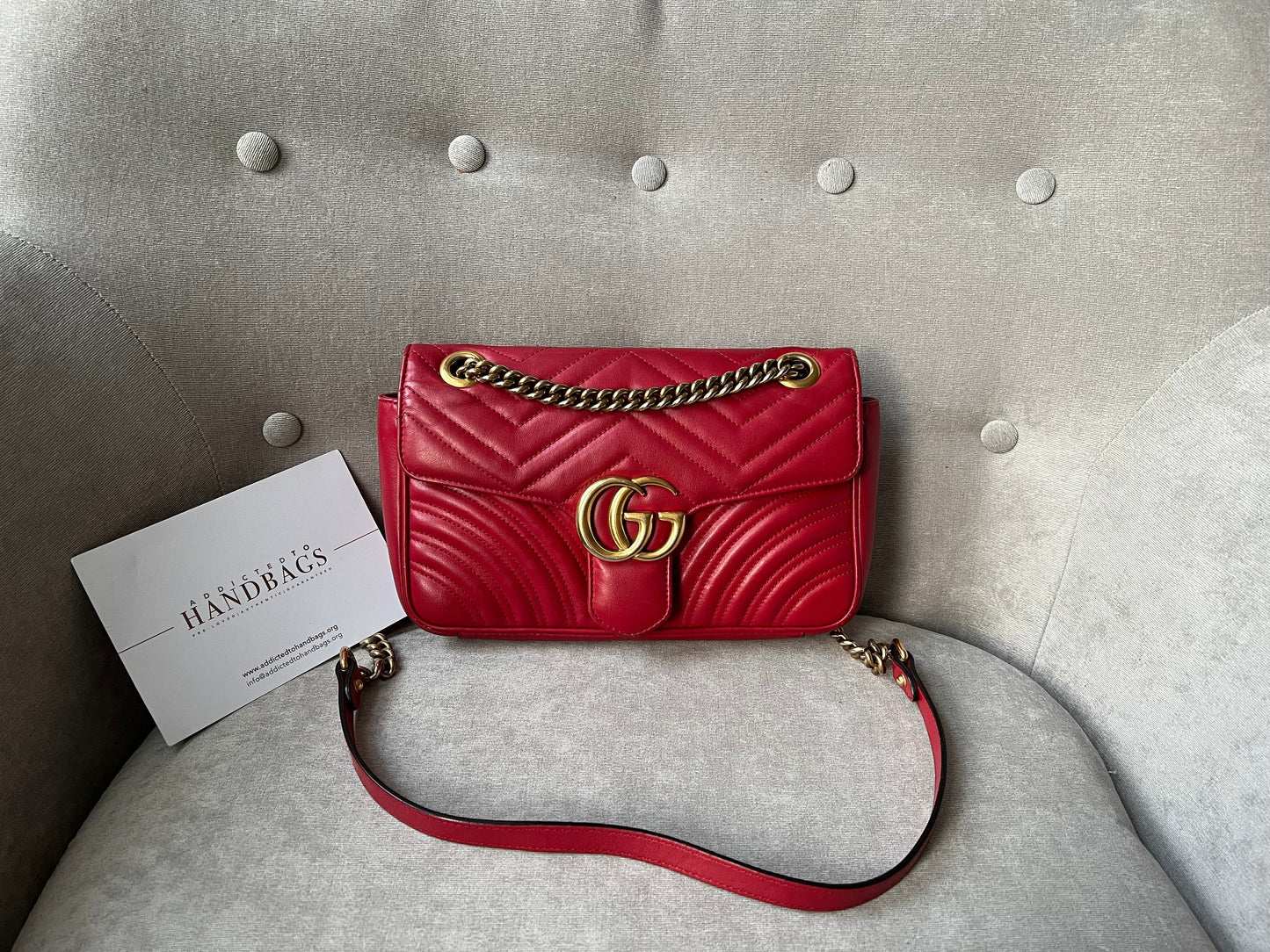 Luxury Gucci GG Hibiscus Red Marmont Small Shoulder Bag