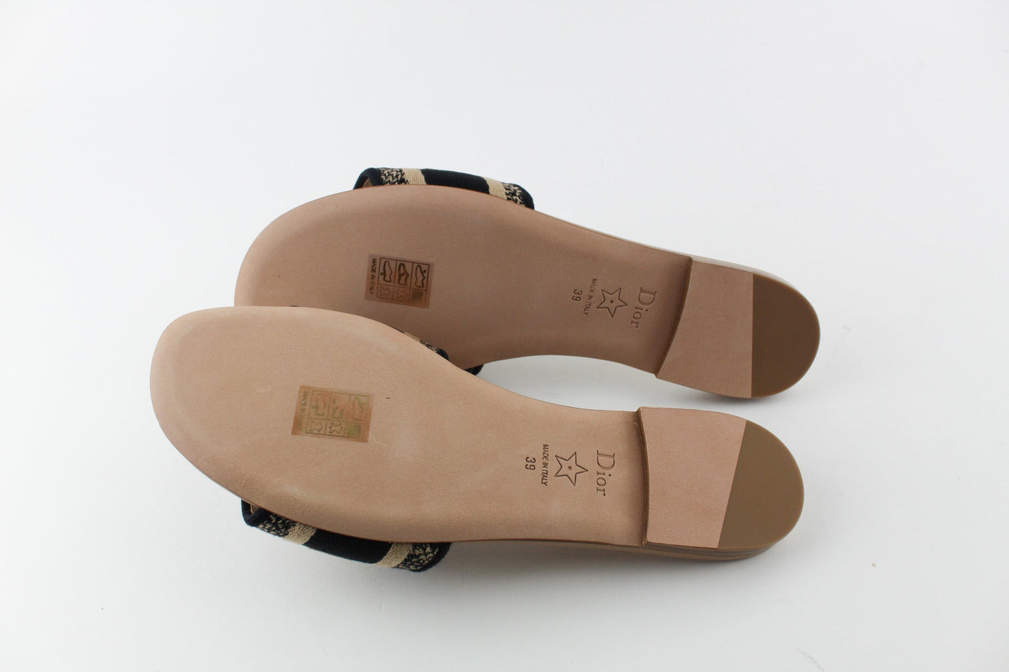 CHRISTIAN DIOR DWAY SLIDES BEIGE AND BLACK