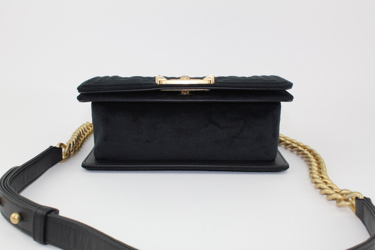 Chanel Small Boy Velvet Black/ Gold