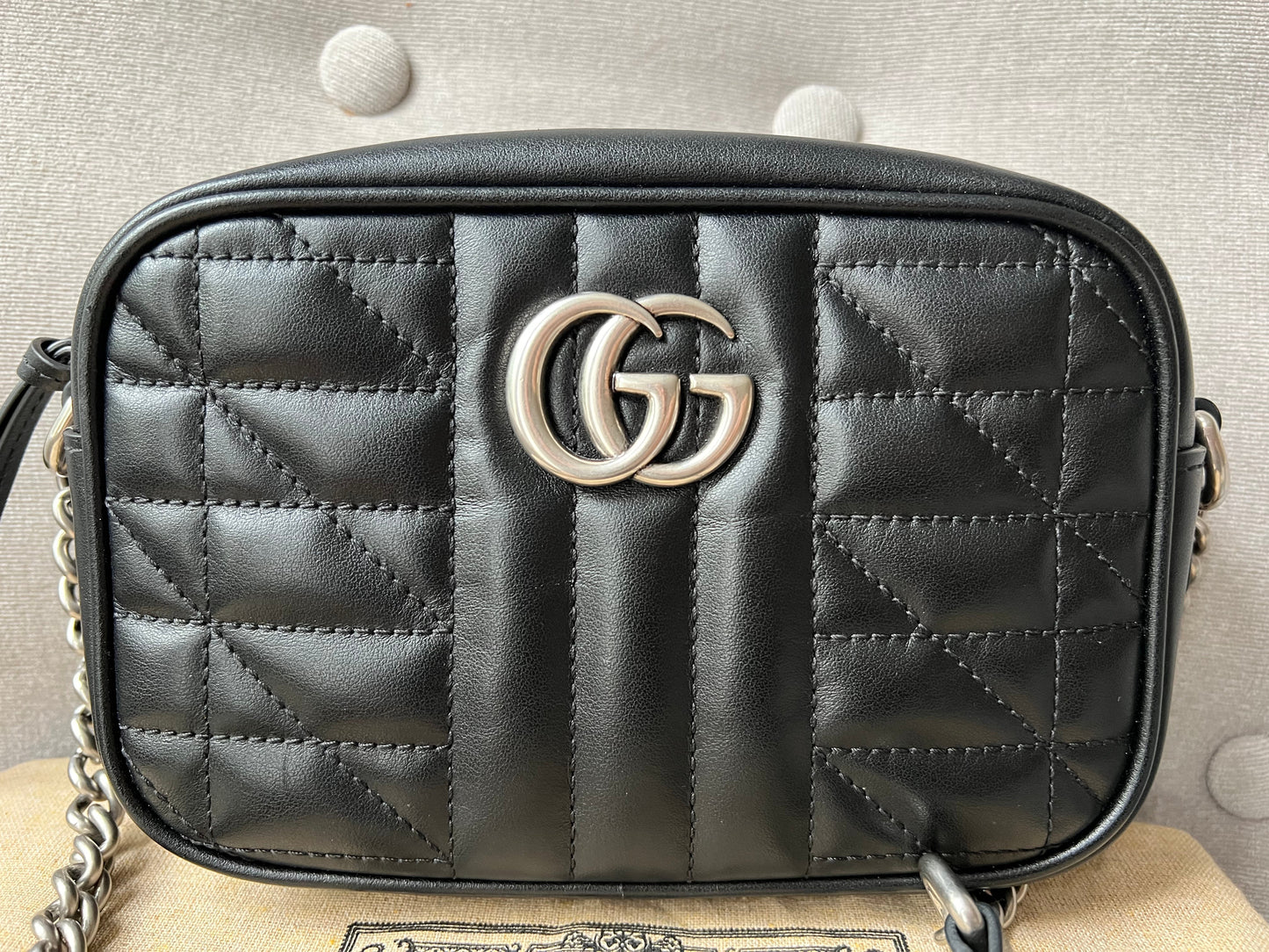 Luxury Gucci GG Black Aria Marmont Mini Shoulder Bag