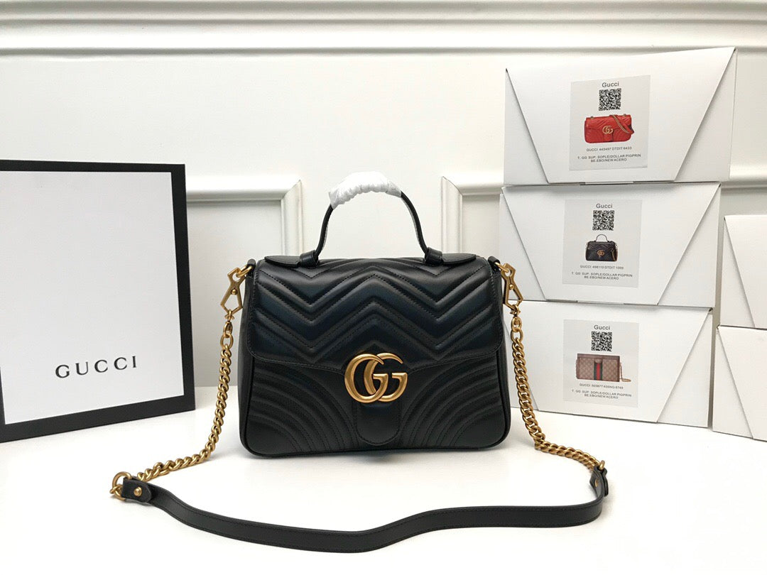 Luxury Gucci GG Marmont Small Top Handle Bag
