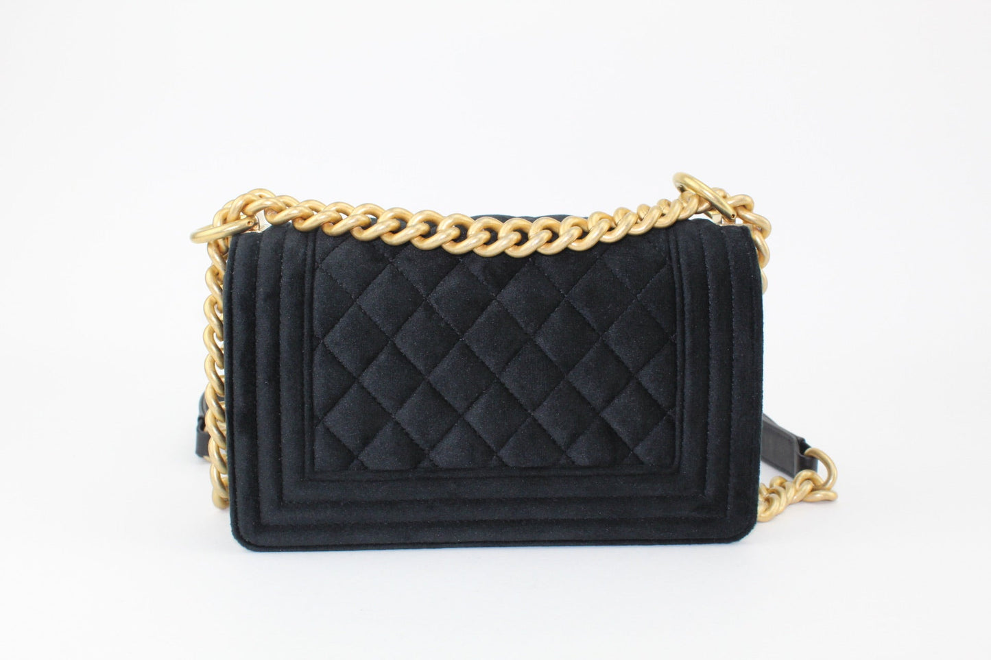 Chanel Small Boy Velvet Black/ Gold