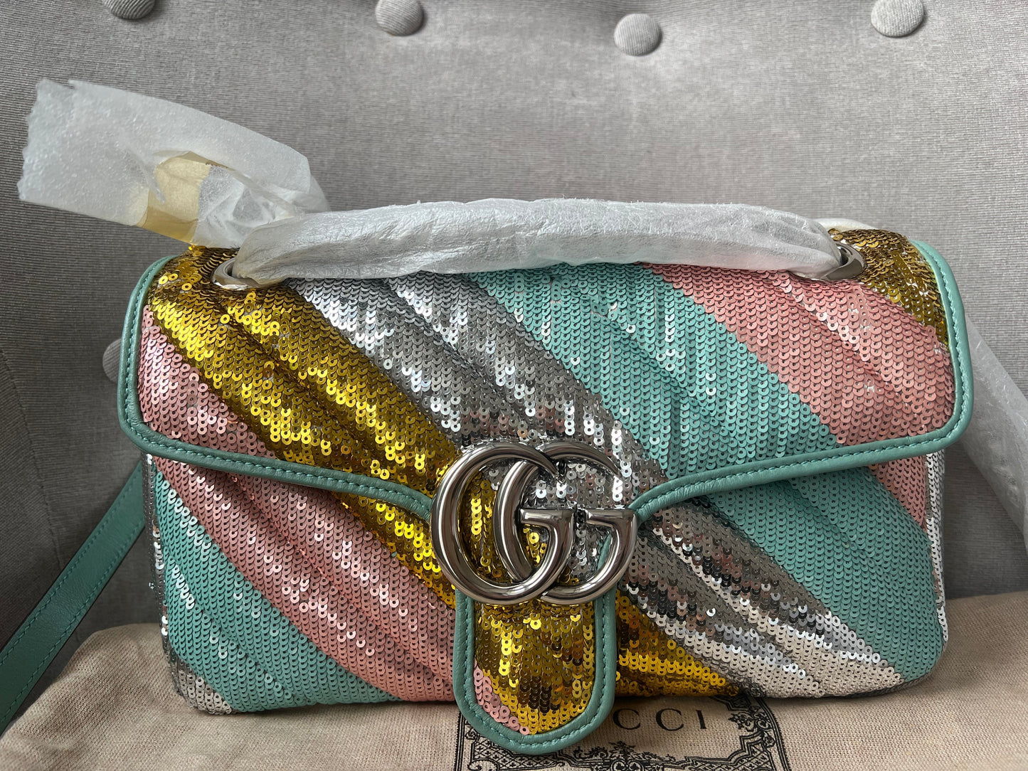 Luxury Gucci GG Paillettes Sequin Marmont Small Shoulder Bag
