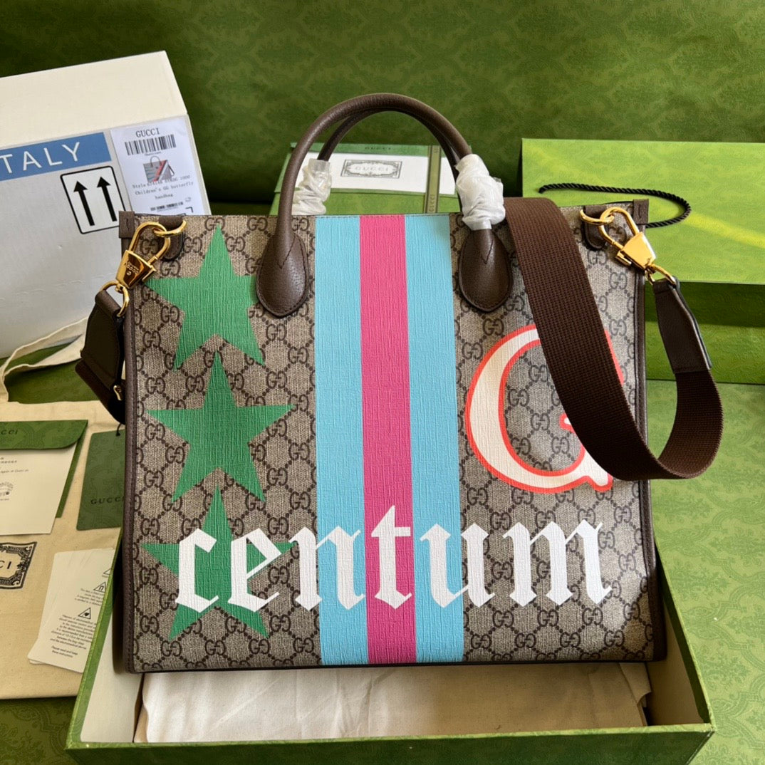 Luxury Gucci Medium Tote Bag With Geometric Print