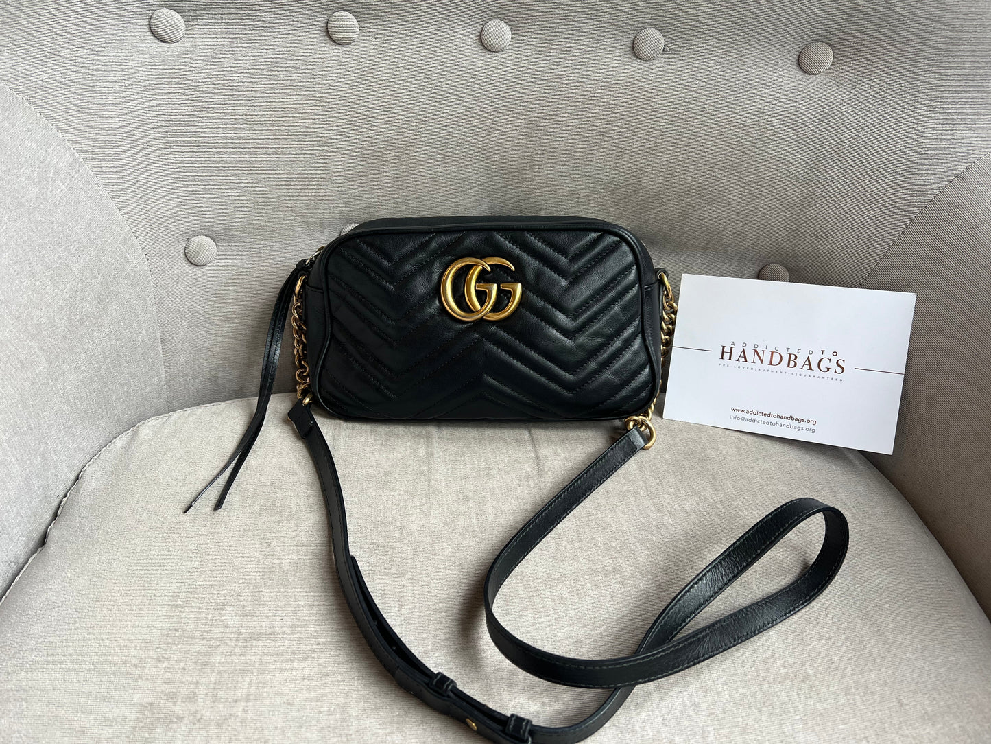 Luxury Gucci GG Black Marmont Small Shoulder Bag