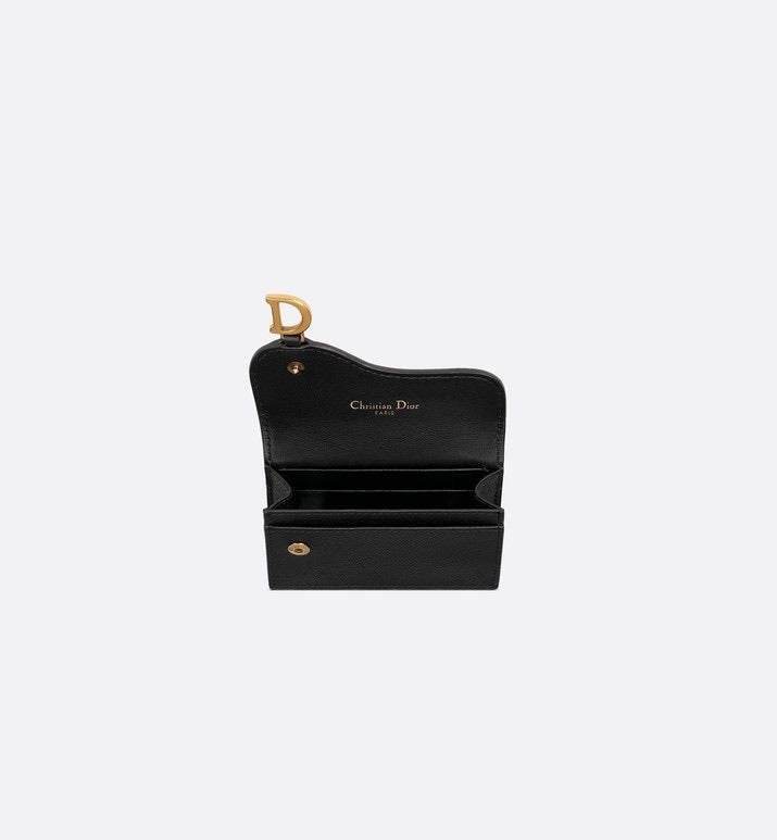 DIOR SADDLE FLAP CARD HOLDER BLACK