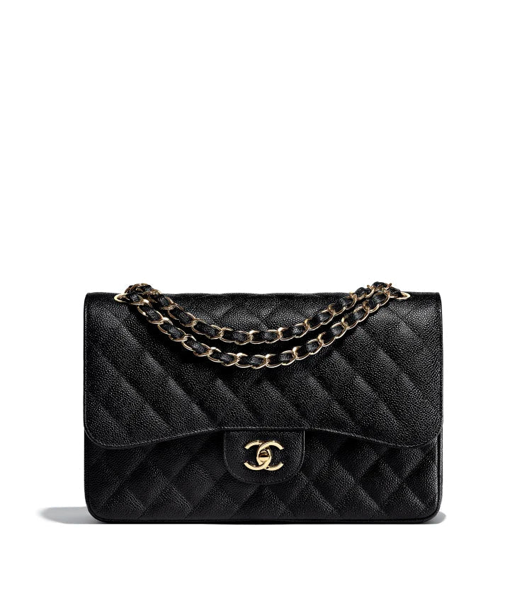 Chanel Large Caviar Double Flap Bag in Black