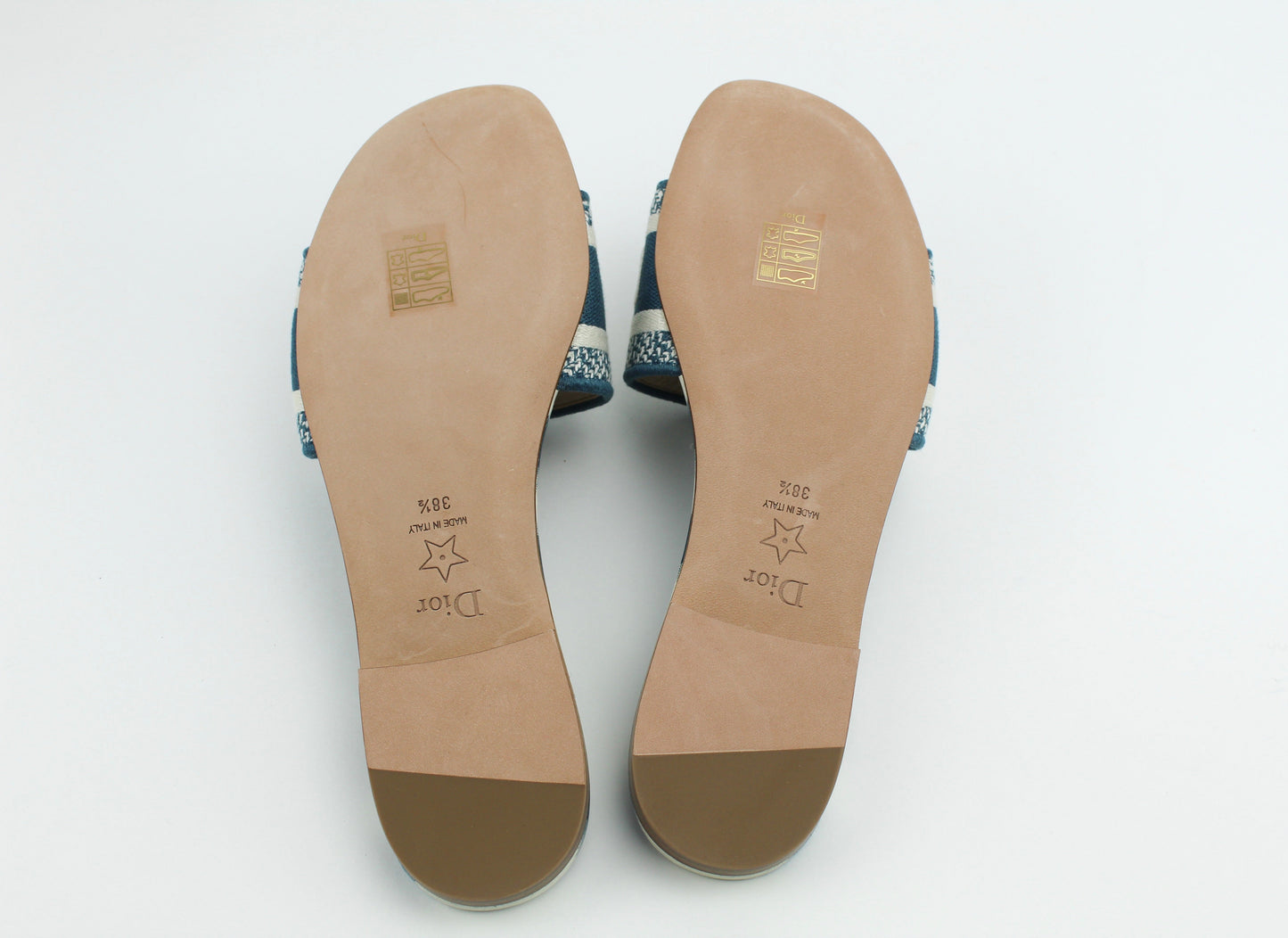 Christian Dior Dway Deep Ocean Blue D-Stripes Slides