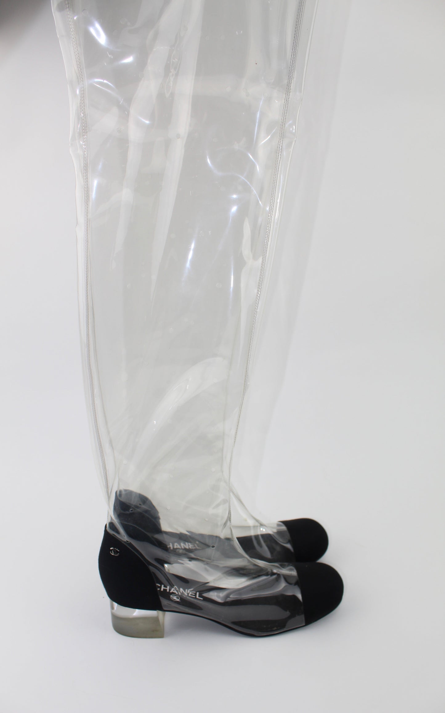 CHANEL CLEAR  PVC OVER THE KNEE BOOTS