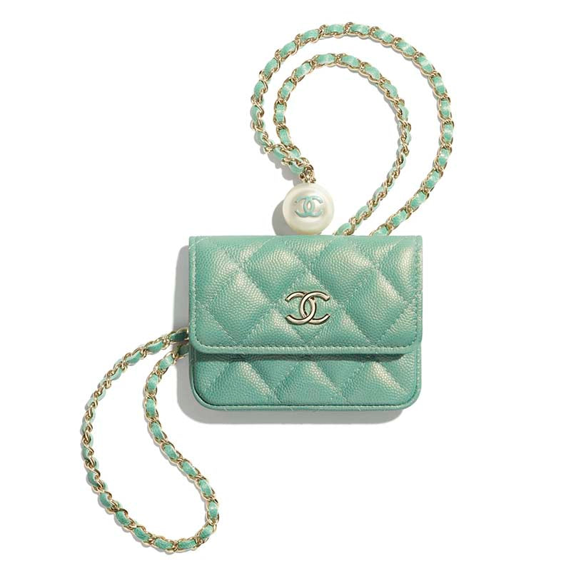 Luxury Chanel 2021 CC Pearl Coin Purse with Chain
