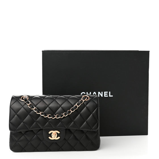 Luxury Chanel Lambskin Quilted Small Double Flap Black