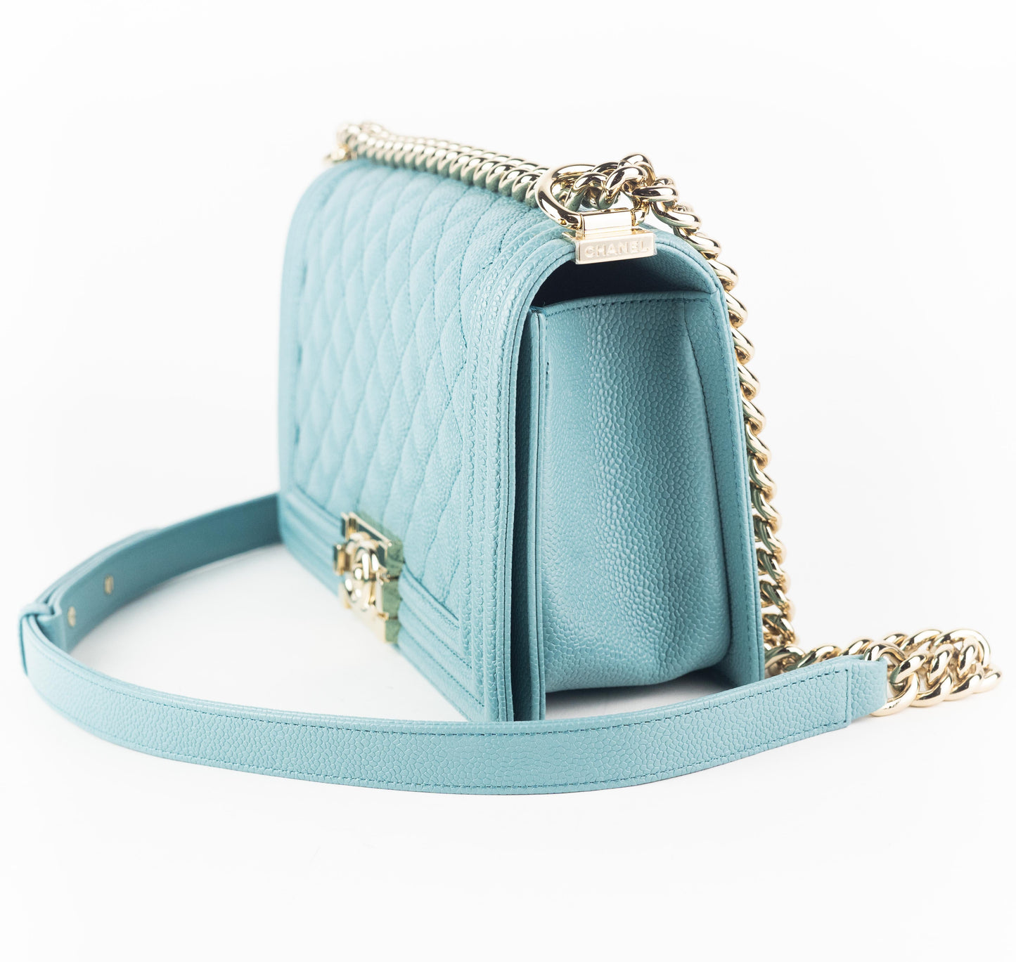 Chanel Medium Caviar Boy Bag blue