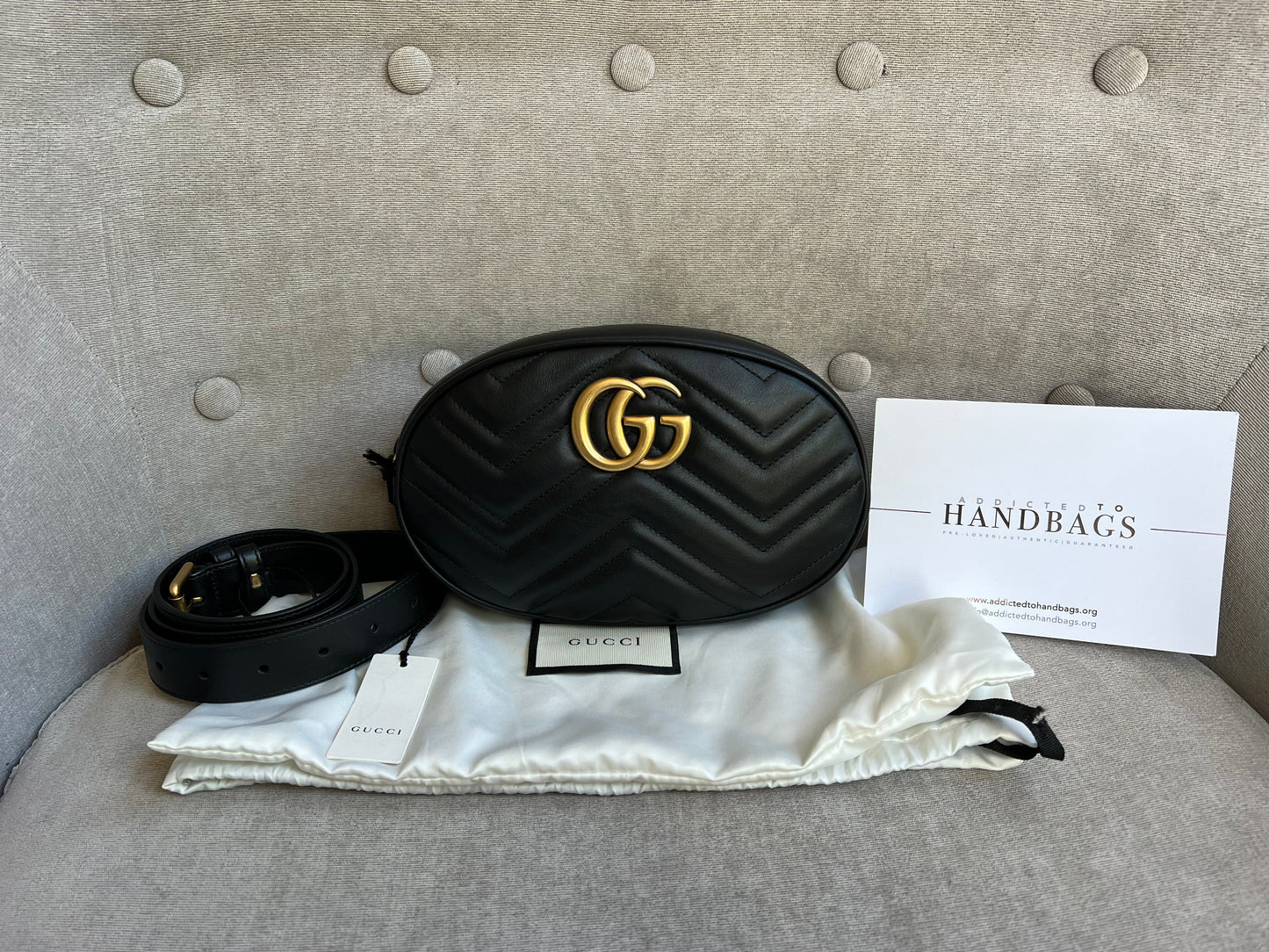 Luxury Gucci GG Black Marmont Belt Bag