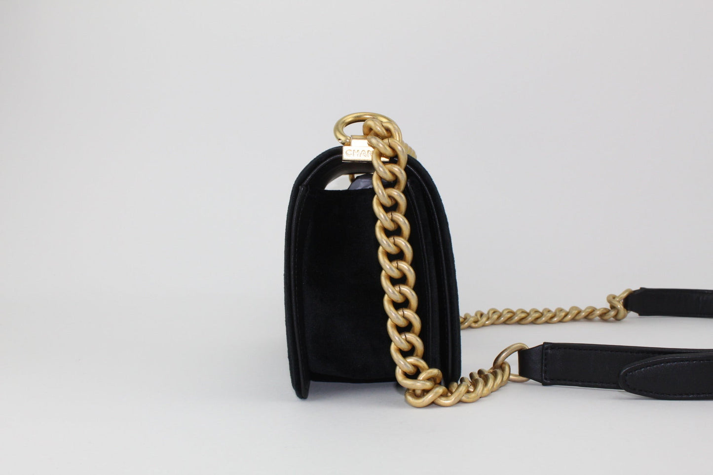 Chanel Small Boy Velvet Black/ Gold