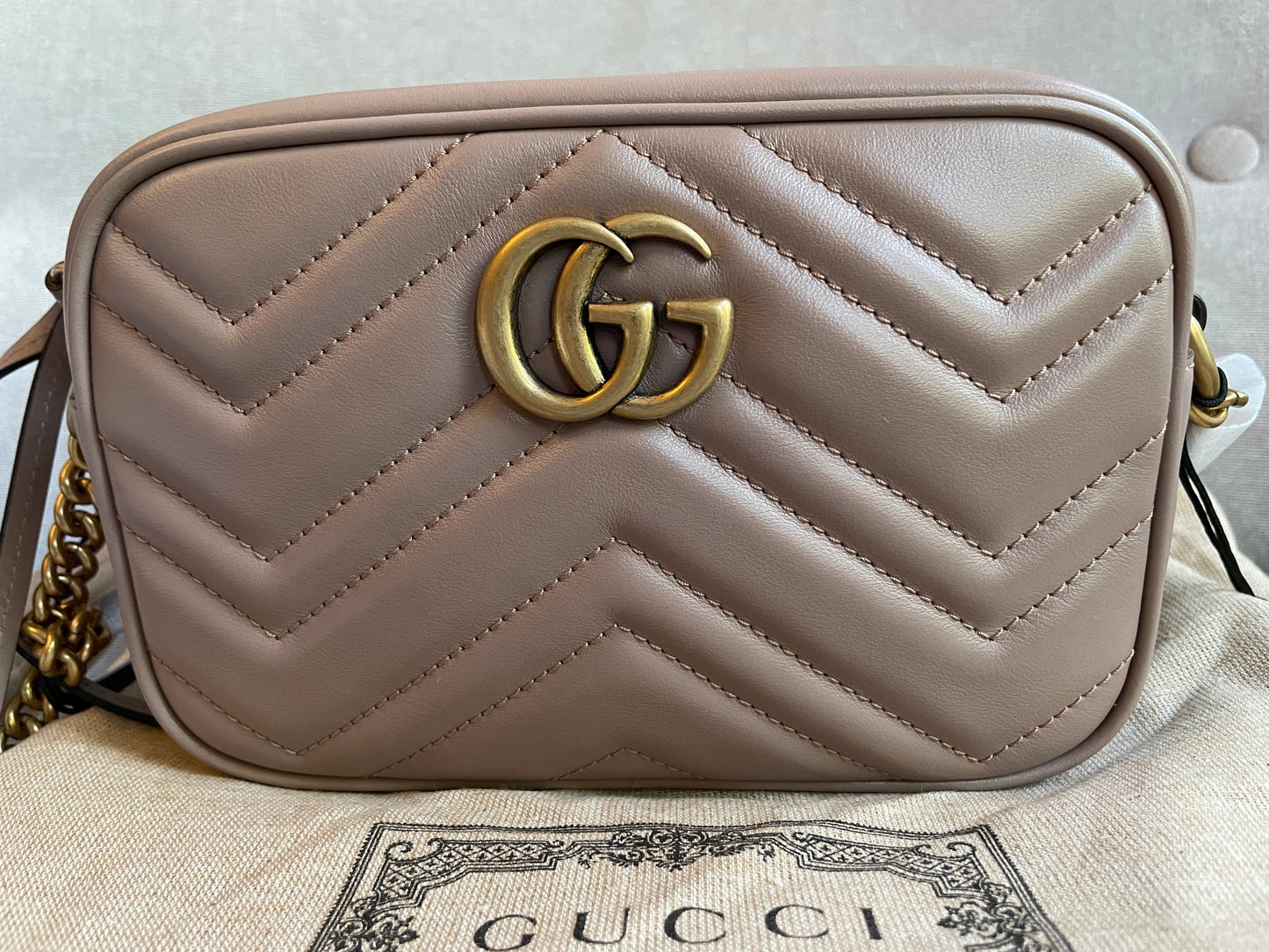 Luxury Gucci GG Dusty Pink Marmont Mini Shoulder Bag
