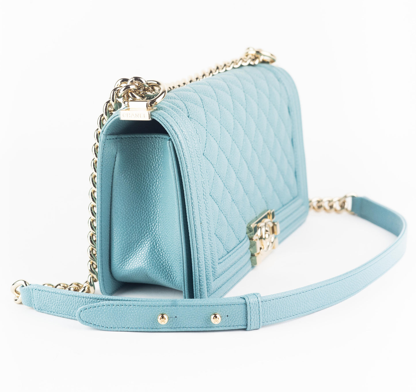 Chanel Medium Caviar Boy Bag blue