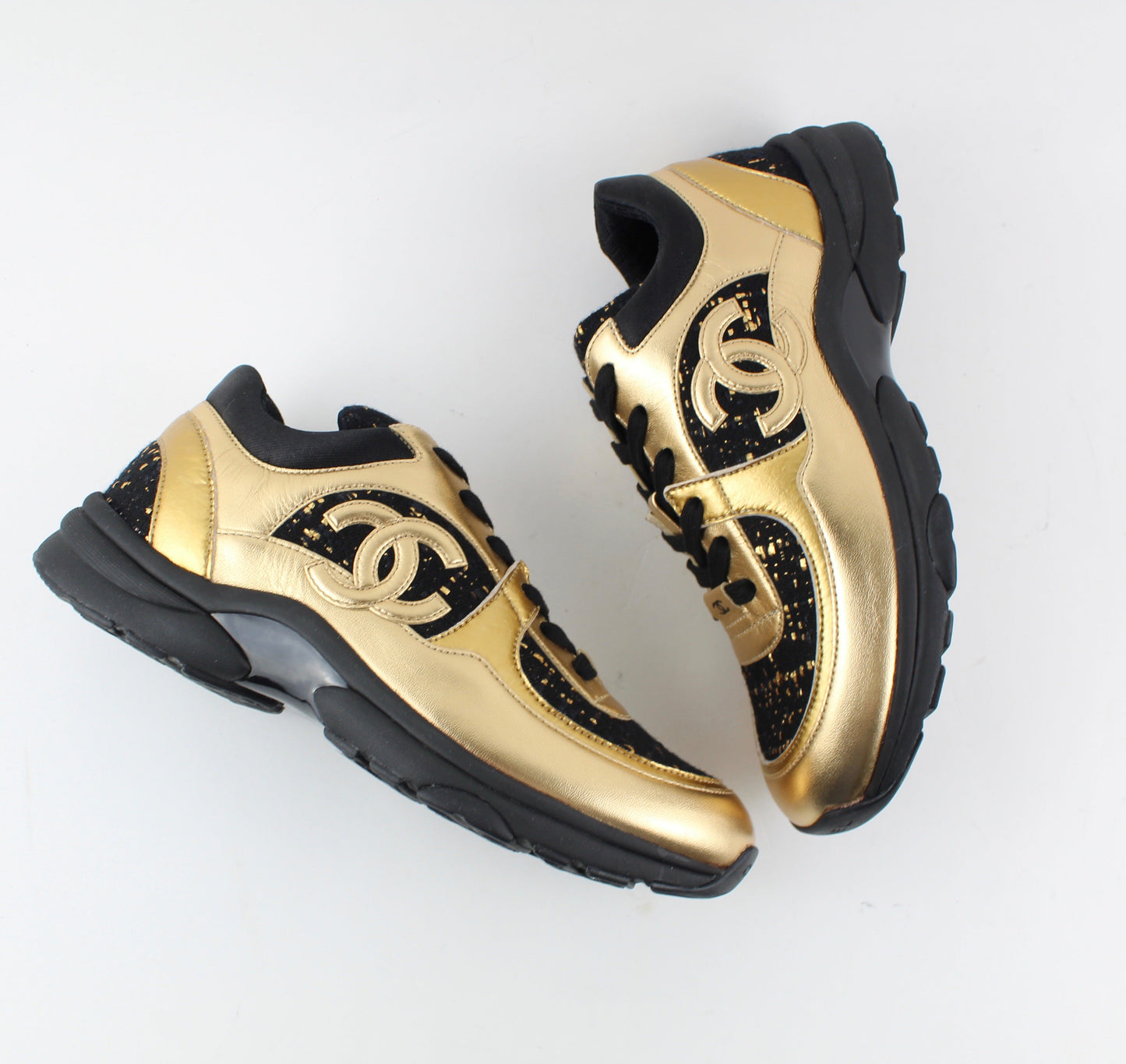 Chanel Cross Trainer Sneakers Black and Gold