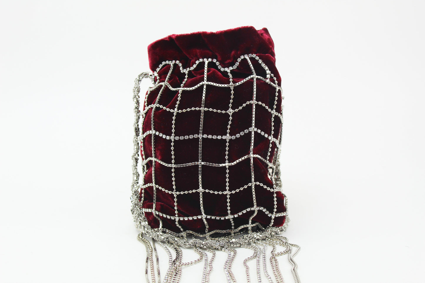 Dolce & Gabbana Velvet Burgundy Chain around clutch