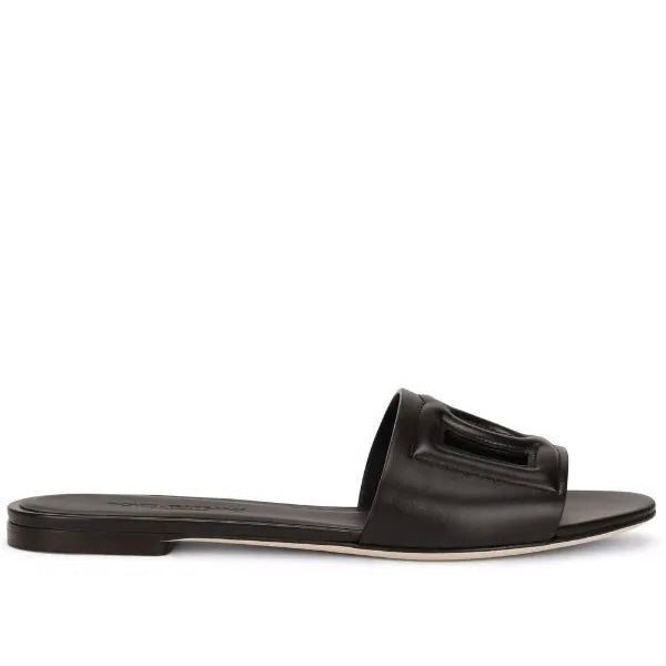 Dolce and Gabbana Calfskin slides with DG Millennials logo