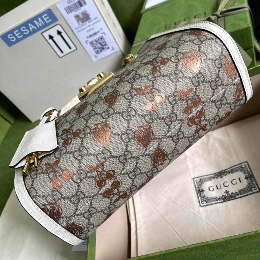Luxury Gucci Padlock Small Berry Tote Bag