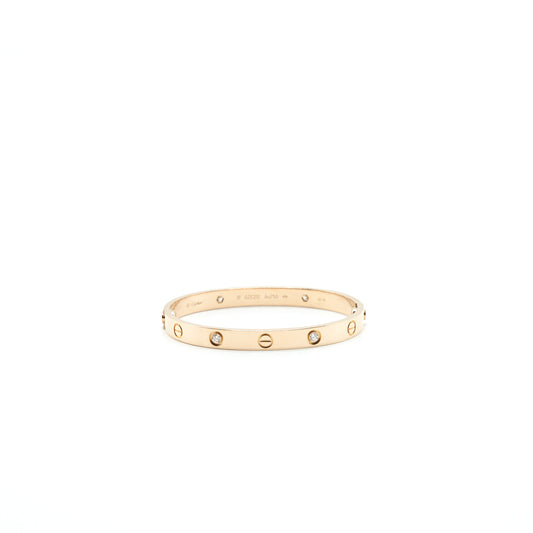 Cartier Size 17 Love Bracelet Rosegold With 4 Diamonds