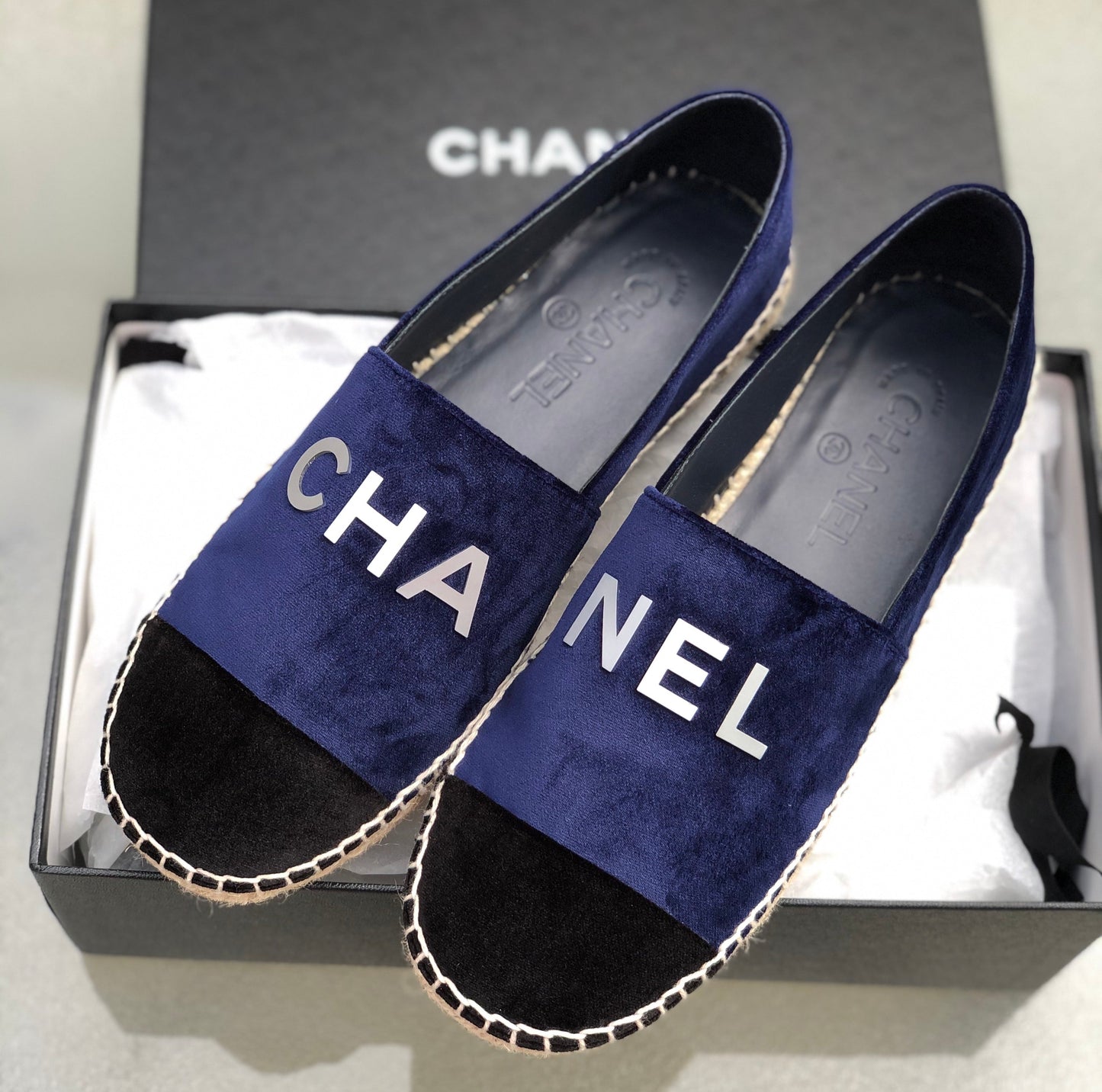 CHANEL VELVET ESPADRILLES